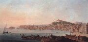 Naples,a view of the bay from the marinella looking towards the molo and the castel dell ovo unknow artist